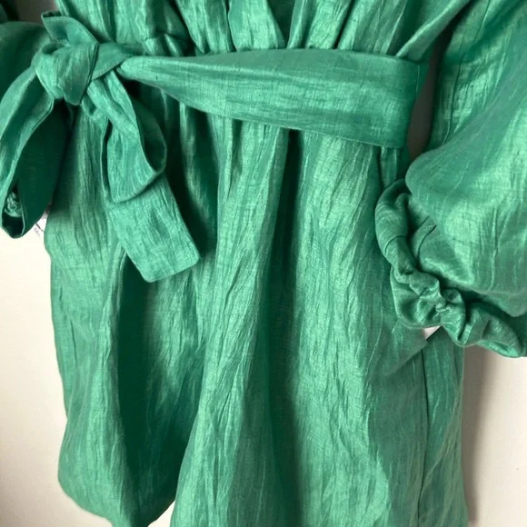 Maje Emerald Green Linen-Blend ROMPER - Picture 3 of 9
